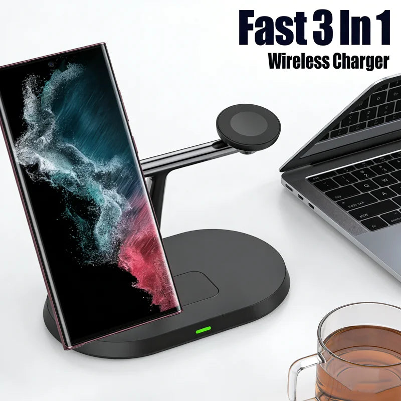 3-in-1 Wireless Charging Dock - In Use